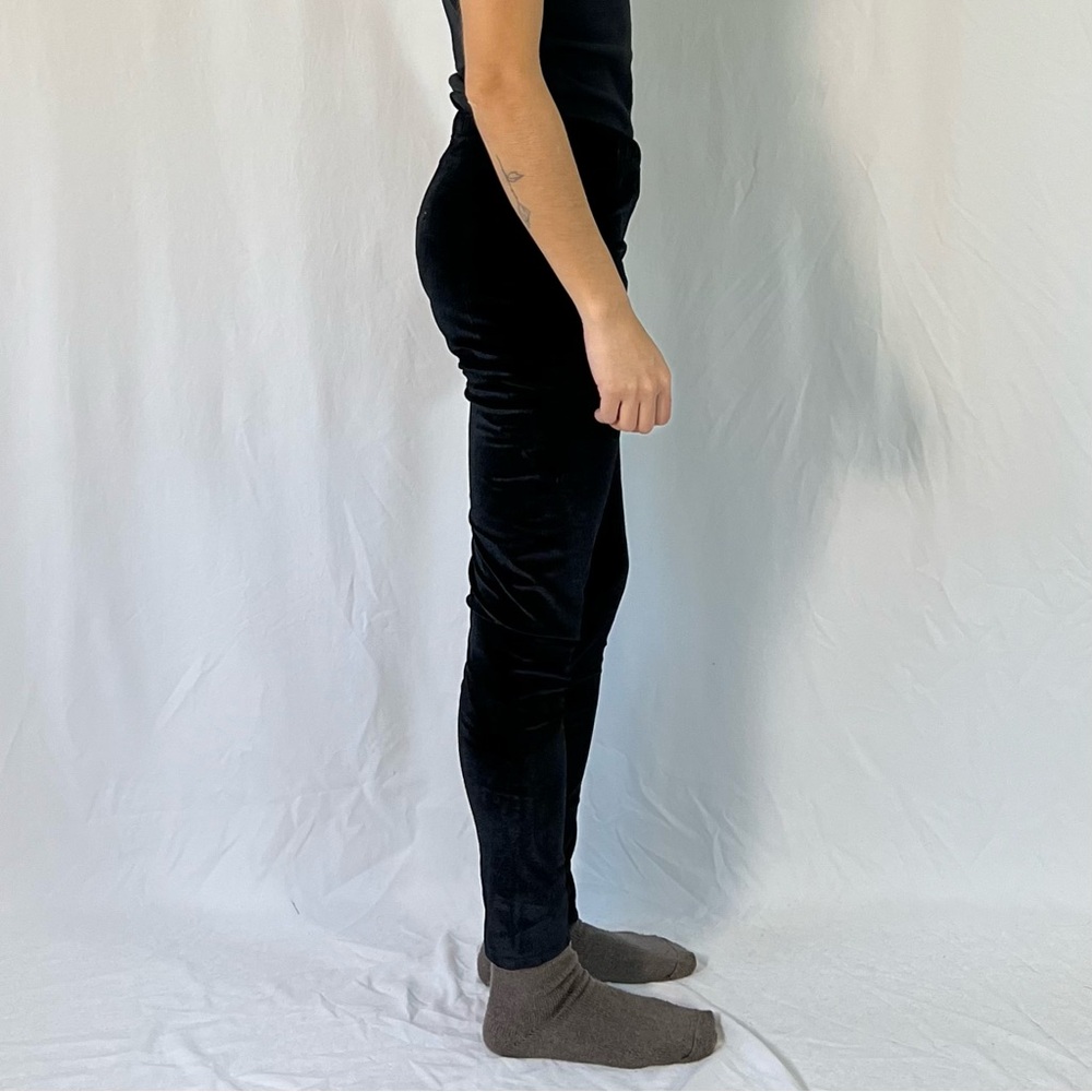 Shosho Velvet Black Pull On Pants Leggings - Picture 3 of 9